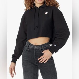 Champion Black Pullover Cropped Hoodie